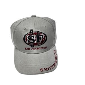 San Francisco SF Bridge Embroidered Adjustable Baseball Cap Hat Gray Red Unisex